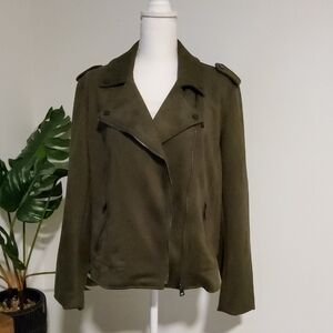 Elie Tahari Olive Faux Suede Jacket